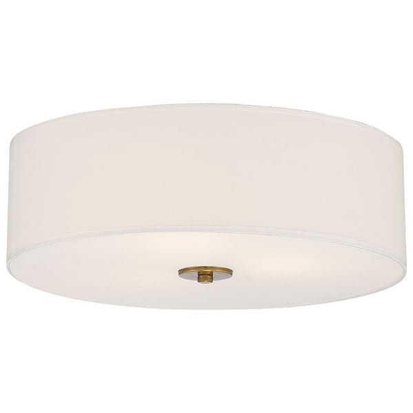 Access Lighting Mid Town, LED Flush Mount, Antique Brushed Brass Finish, Fabric 64063LEDDLP-ABB/WH - main
